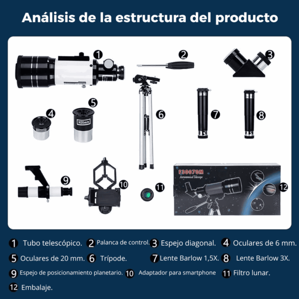 "Últimas unidades, Telescopio Profesional para Principiantes con Adaptador para Celular"